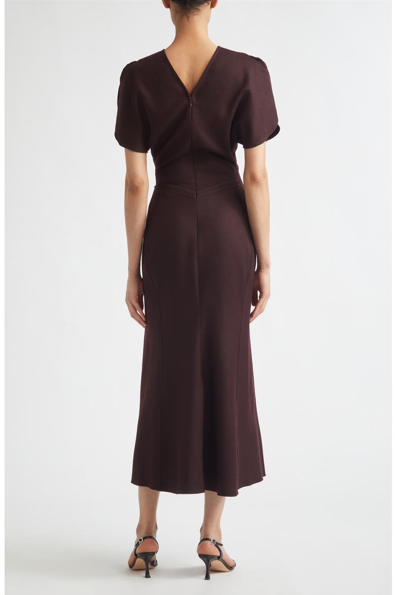 Bela Ruched Wool Midi Dress, Alternate, color, ACAI