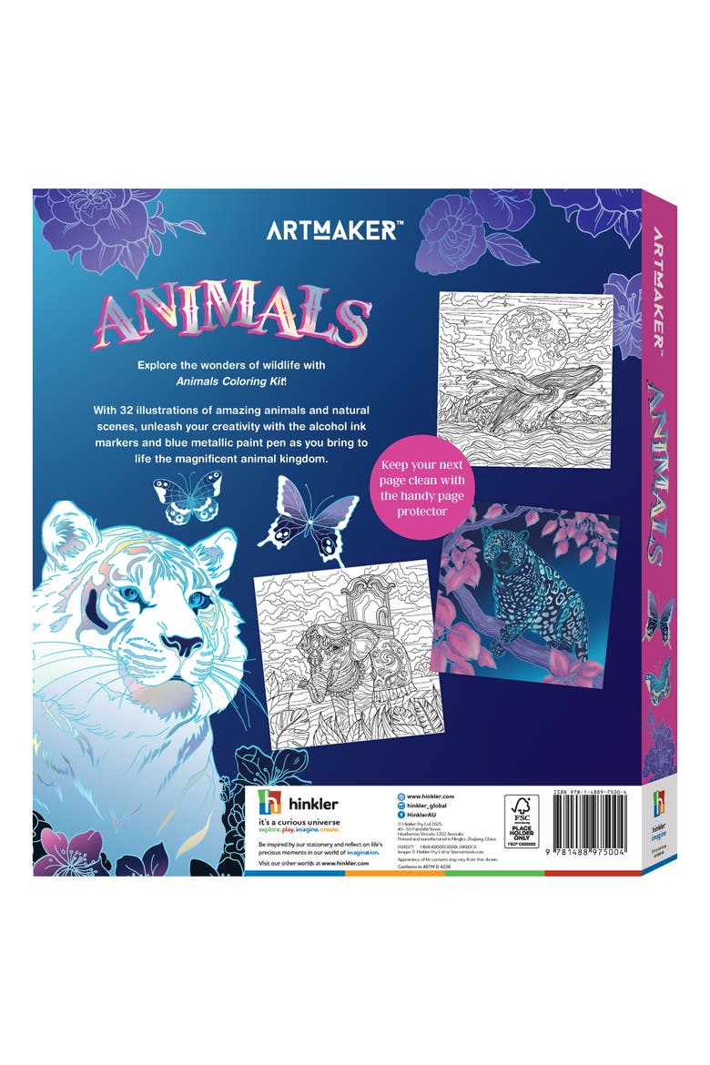 Animals, Creative Coloring Kit, 32 Wildlife & Nature Illustrations, Alternate, color, Multicolored