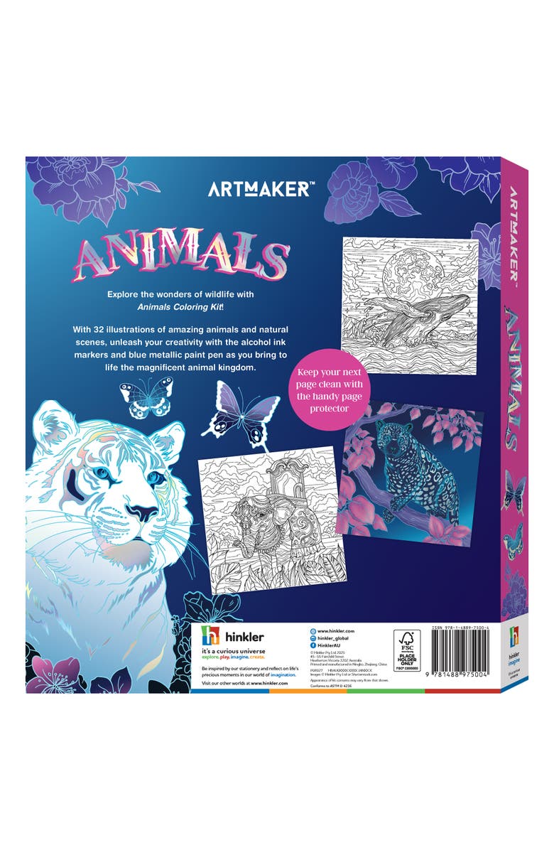 Art Maker Animals, Creative Coloring Kit, 32 Wildlife & Nature Illustrations, Alternate, color, Multicolored