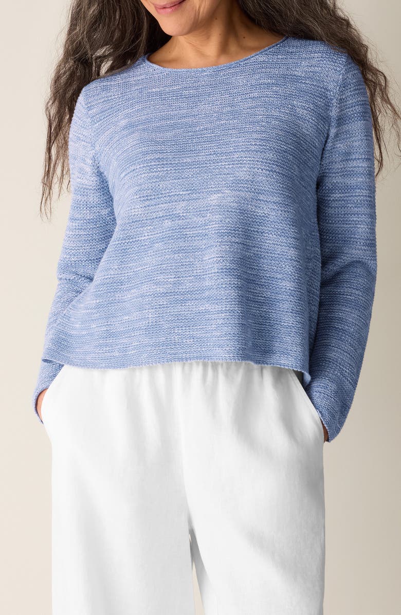 Eileen Fisher Organic Linen & Cotton Blend Crewneck Sweater, Main, color, Haze