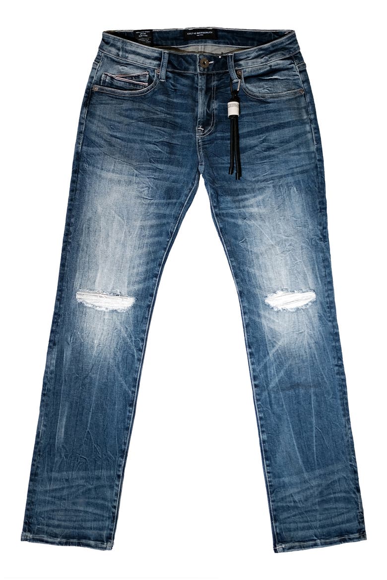 Rebel Distressed Straight Leg Jeans, Alternate, color, TIGER