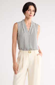 V-Neck Sleeveless Woven Shell Top