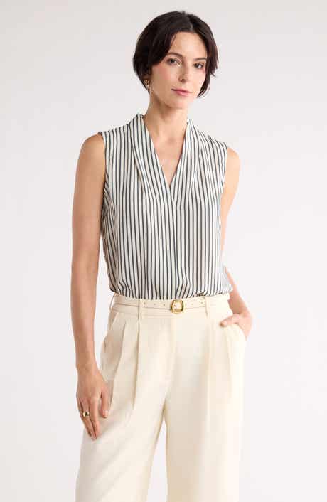V-Neck Sleeveless Woven Shell Top