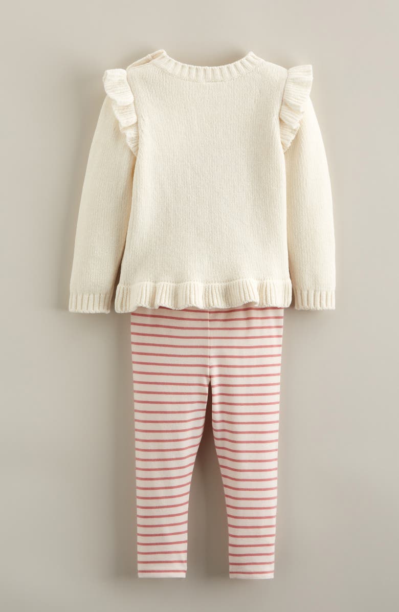 Nordstrom Icon Ruffle Sweater & Leggings Set, Alternate, color, Ivory Merry Go -Ivory-Pink C