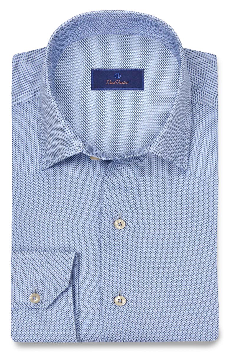 David Donahue Micro Texture Print Sport Shirt, Main, color, 