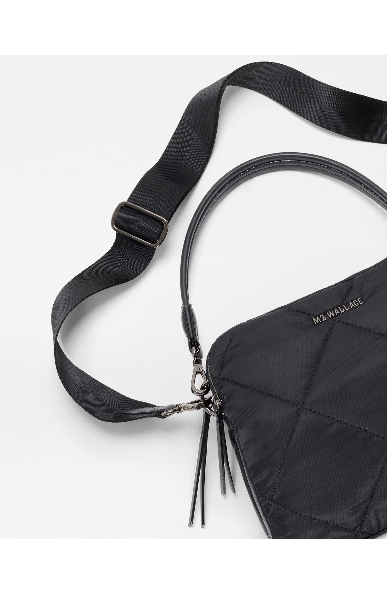 MZ Wallace Madison Quilted Nylon Crossbody Bag, Alternate, color, Black