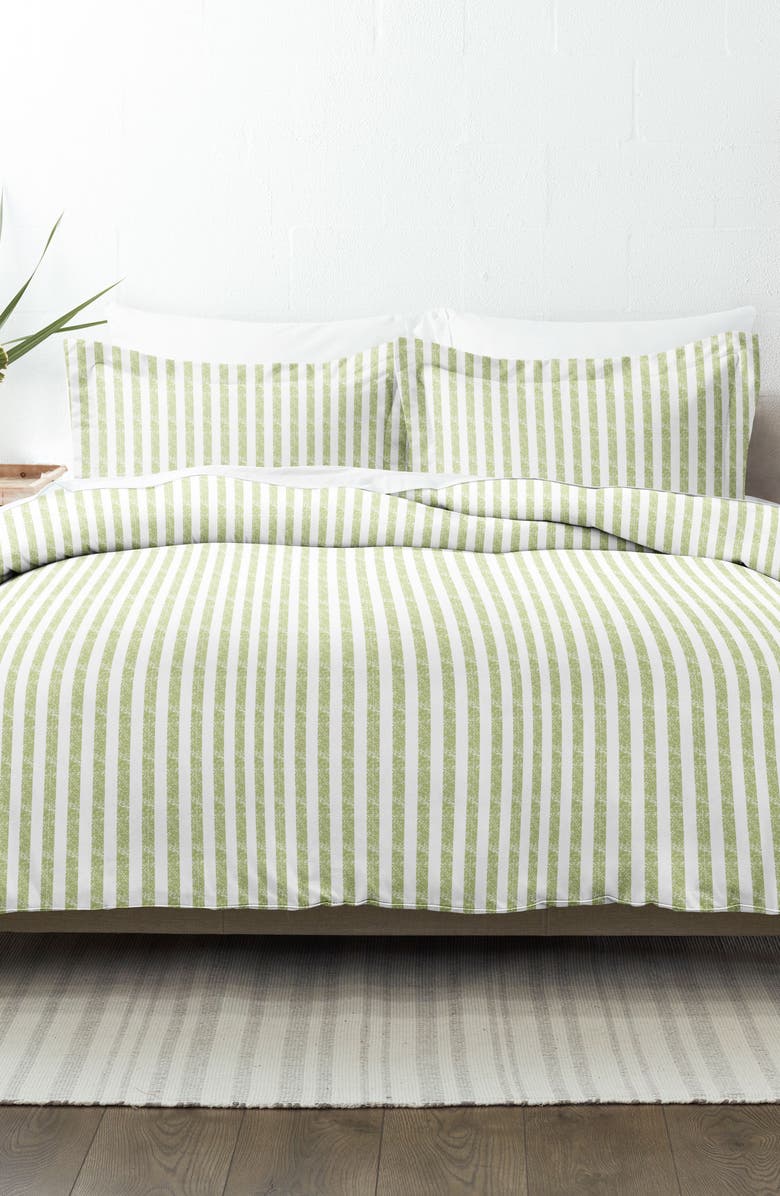 IENJOY HOME Home Spun Home Spun Premium Ultra Soft 2-Piece Puffed Rugged Stripes Duvet Cover Twin Set - Sage, Main, color,