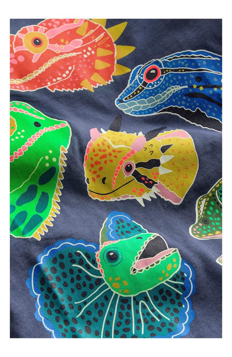 Mini Boden Kids' Lizards Glow in the Dark Graphic T-Shirt, Alternate, color, Vintage Indigo Lizards