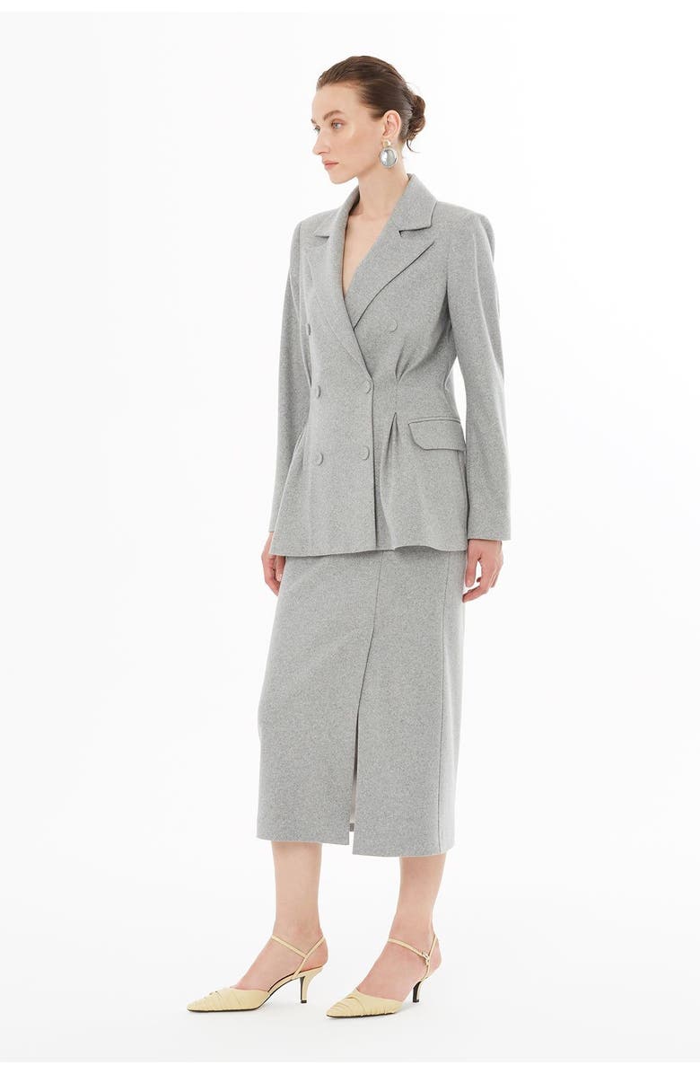 Gizia Double-Breasted Notch Lapel Jacket, Alternate, color, Grey
