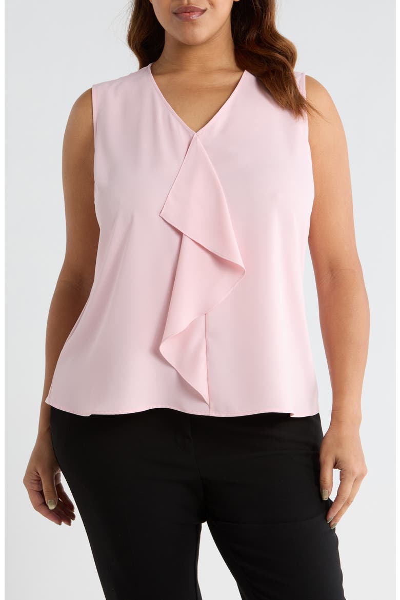 Cascade Ruffle Sleeveless Top, Main, color, TUTU PINK