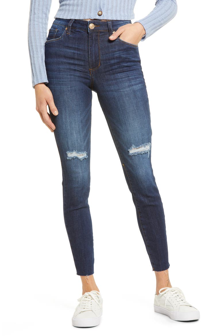 Ellie High Rise Raw Hem Ankle Jeans, Main, color, LAS FLORES CANYON