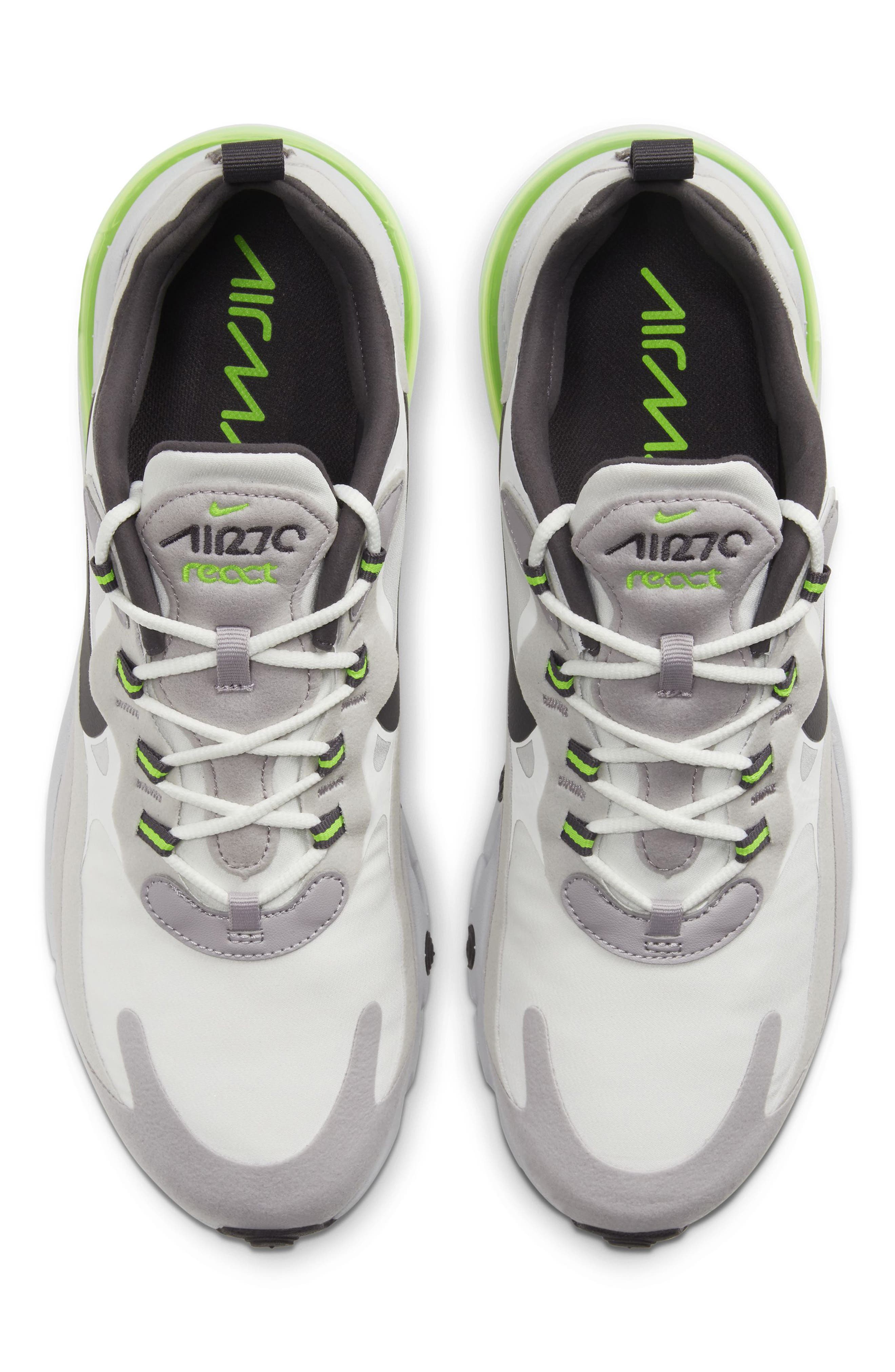 Air Max 270 React Sneaker, Alternate, color, WHITE/ GREY/ SILVER LILAC