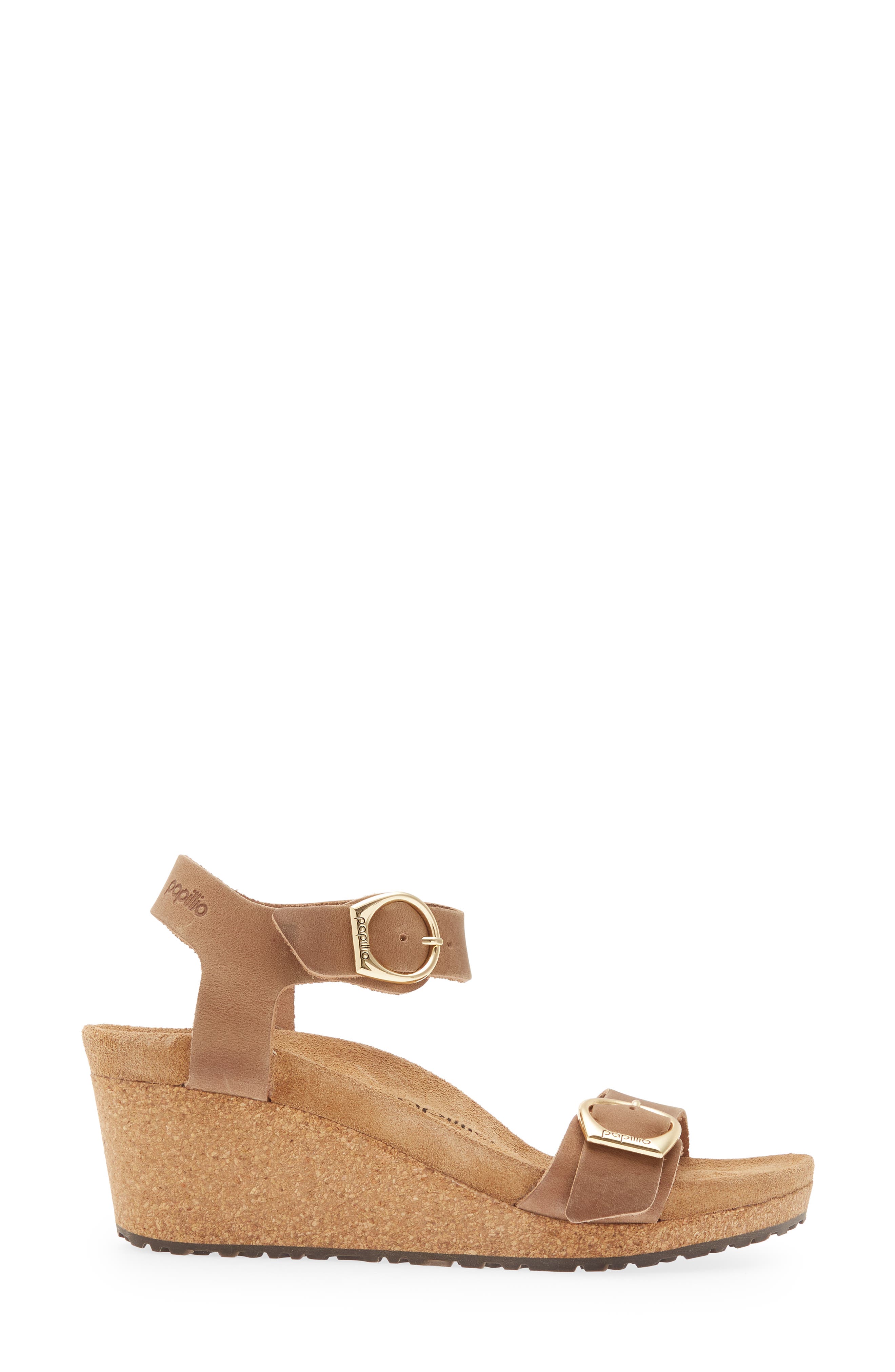 Soley Ring Buckle Wedge Sandal, Alternate, color, COGNAC