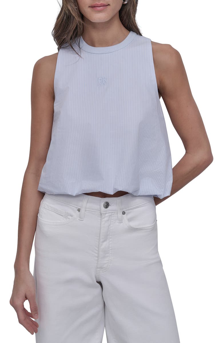 DKNY Jeans Poplin Sleeveless Top, Main, color, Harbor