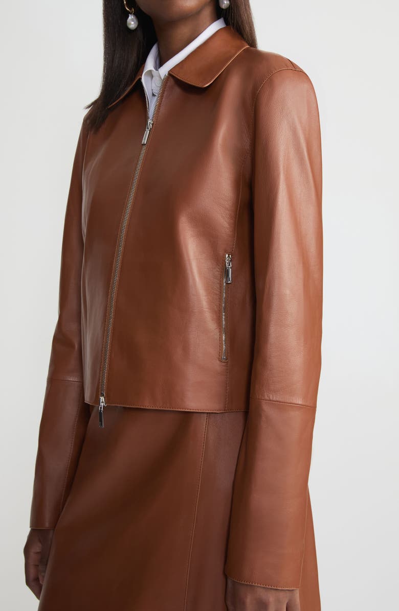 Lafayette 148 New York Napa Lambskin Leather Crop Jacket, Alternate, color, 