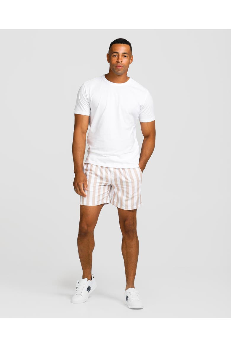 Ibiza Swim Short, Alternate, color, Pastel Brown & White Stripe