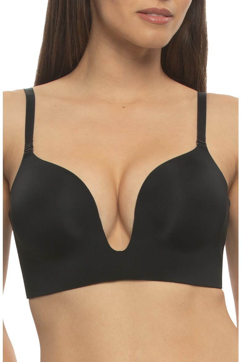 Entice Longline Plunge Push-Up Bra, Main, color, BLACK