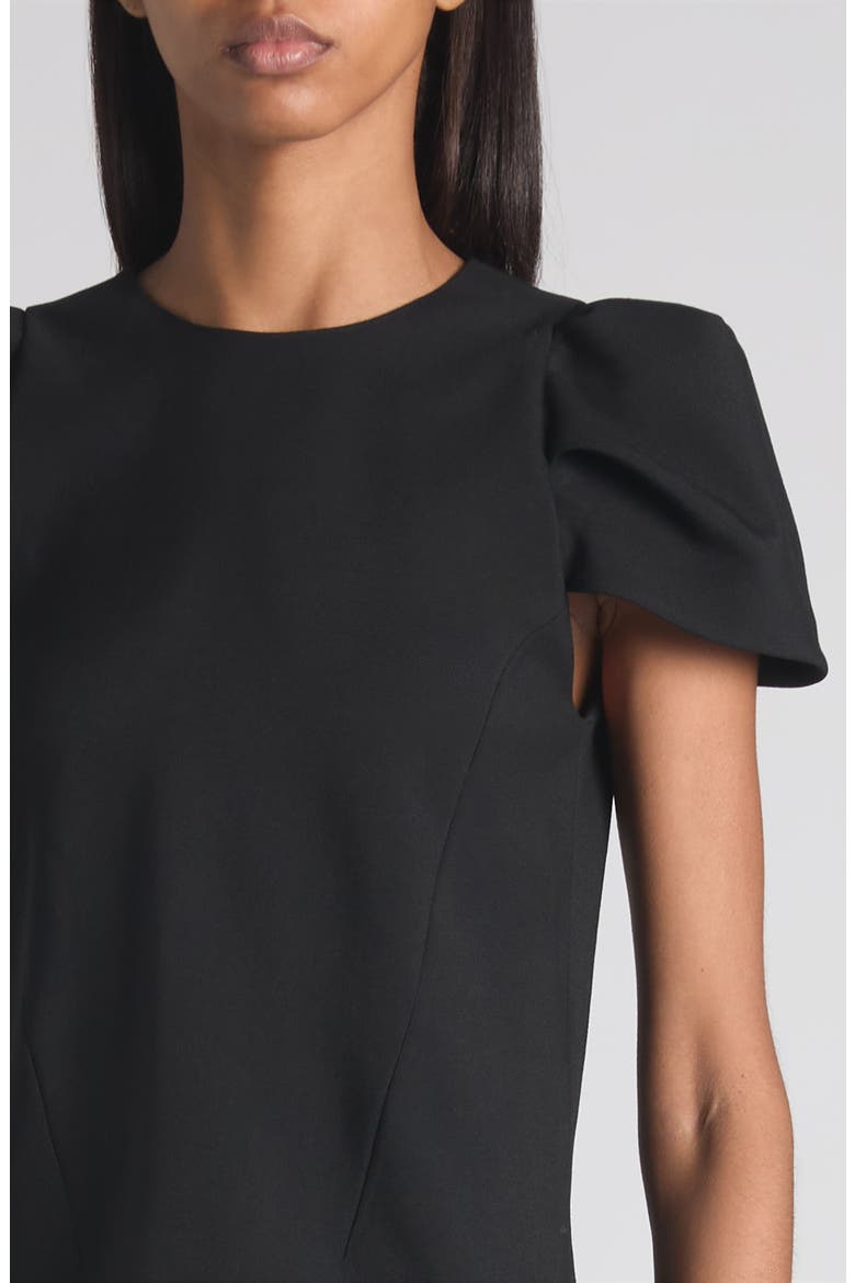 Puff Cap Sleeve Stretch Wool Minidress, Alternate, color, BLACK