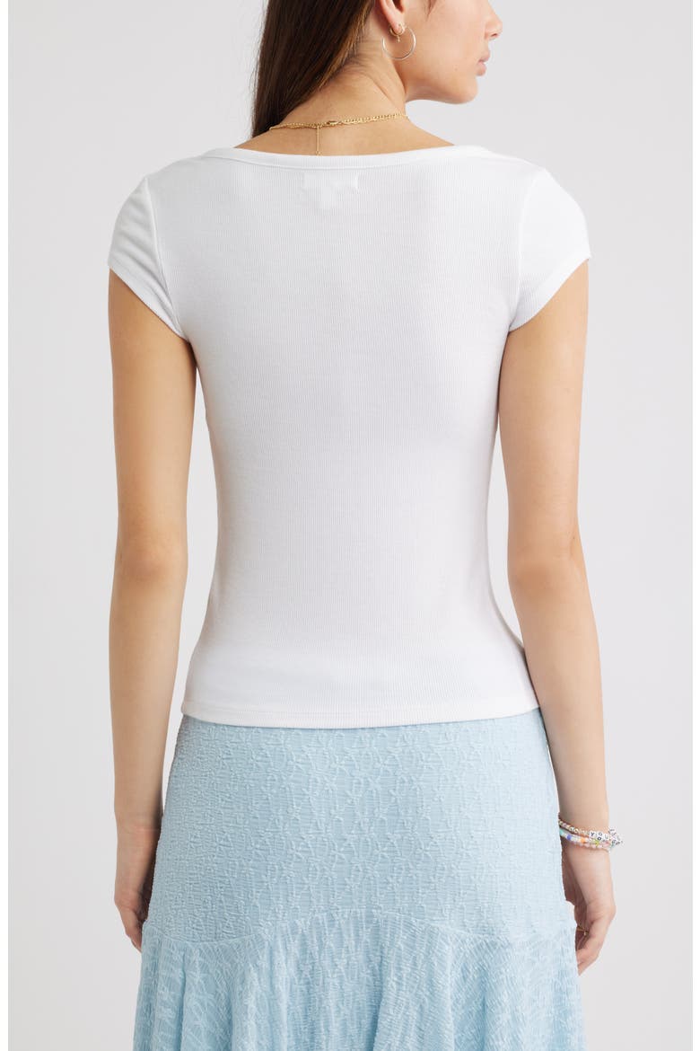 Square Neck Stretch Knit Henley T-Shirt, Alternate, color, WHITE