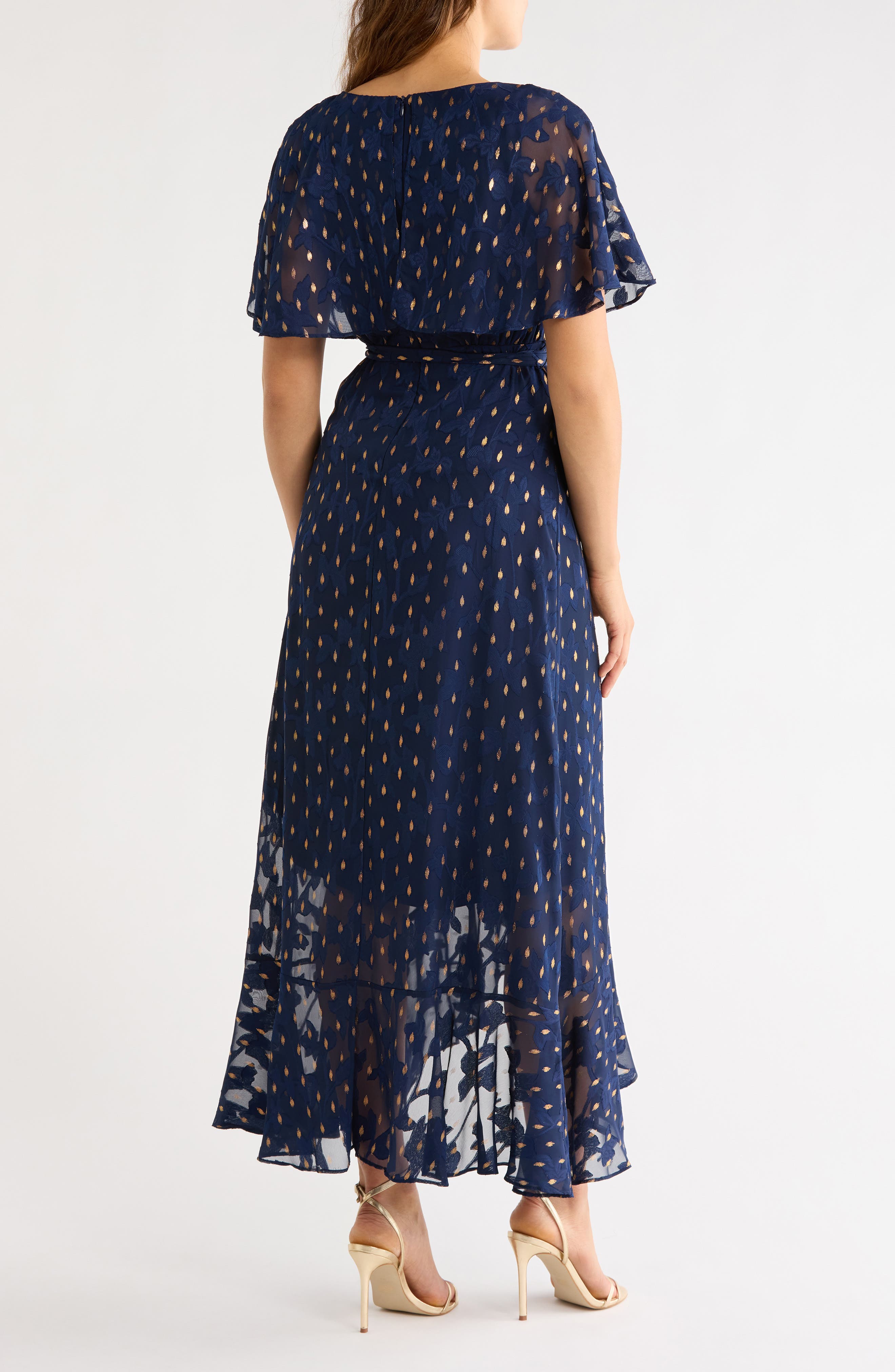 Maison Tara Metallic Dot Capelet Maxi Dress (Women) | Nordstromrack