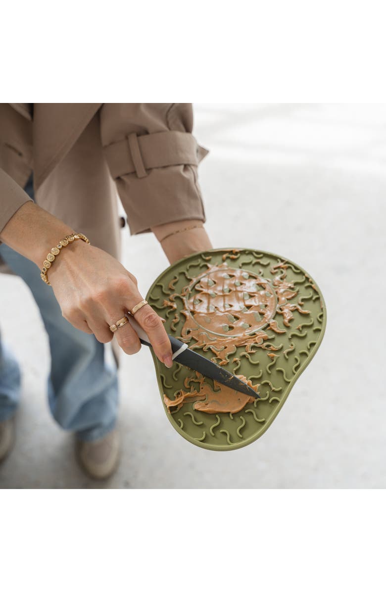 Dexypaws Enrichment Lick Mat, Grooved Dog Feeding Pad, Alternate, color, Green