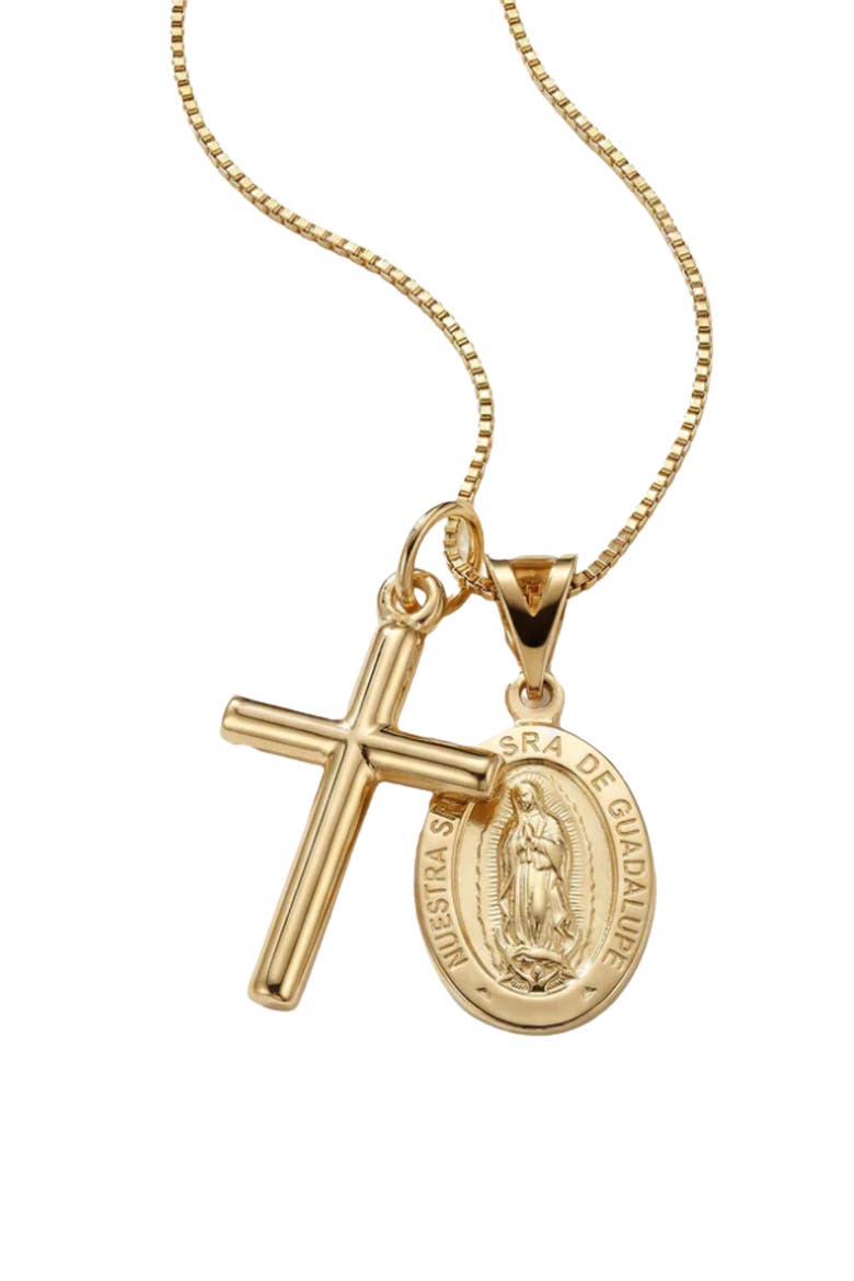 The Guadalupe Cross Pendant Necklace, Main, color, GOLD