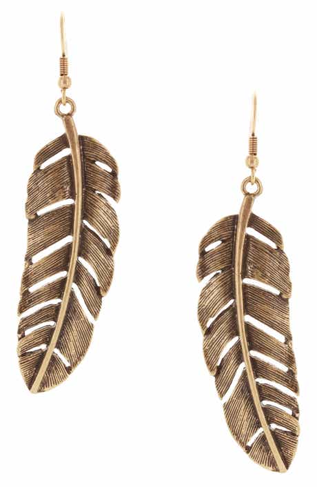 Feather Drop Earrings
