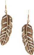 OLIVIA WELLES Feather Drop Earrings