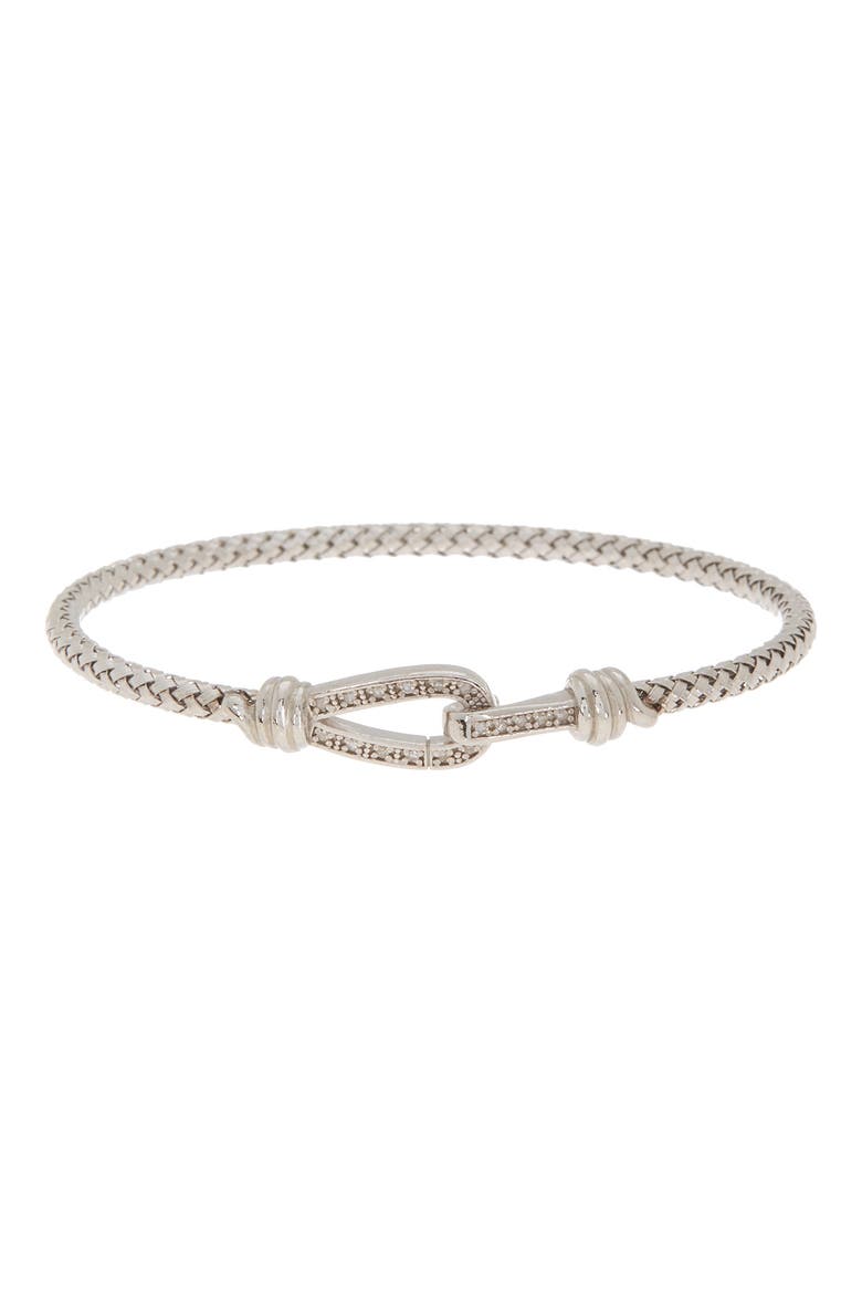 Diamond Hook and Loop Bangle Bracelet - 0.12 ctw, Main, color, WHITE GOLD