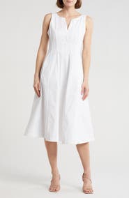 Ellen Tracy Stretch Cotton Fit & Flare Dress