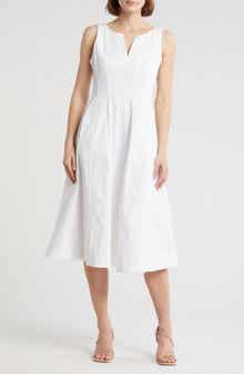 Ellen Tracy Stretch Cotton Fit & Flare Dress