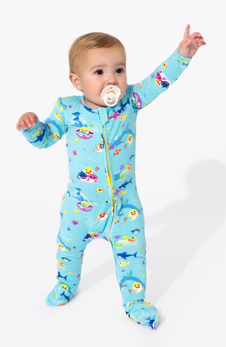 Bellabu Bear Baby Shark Fitted Convertible One-Piece Pajamas, Alternate, color, 