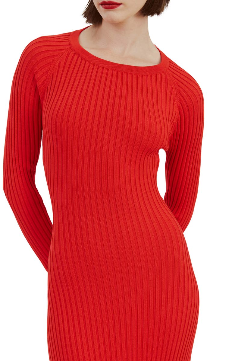 Bardot Amaro Long Sleeve Knit Dress, Alternate, color, Fire Red