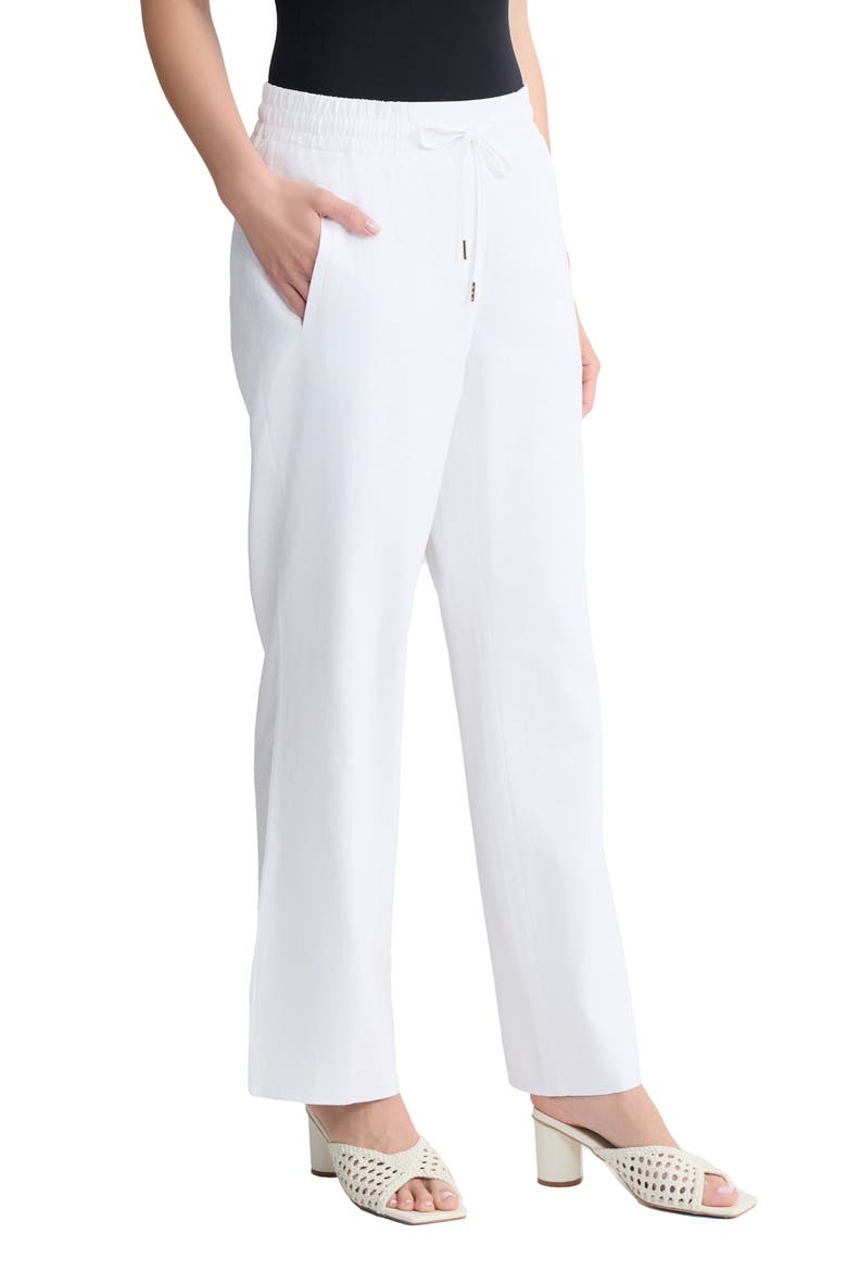 Tie Waist Linen Blend Pants, Alternate, color, NATURAL WHITE