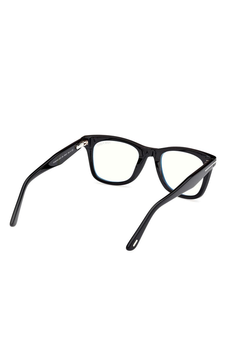 TOM FORD 50mm Square Blue Light Blocking Optical Glasses, Alternate, color, Black Eco / T Logo