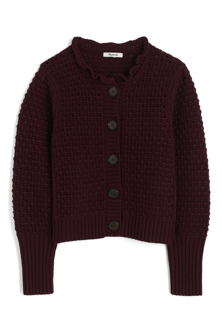 Scalloped Merino Wool Blend Cardigan, Alternate, color, DAMNSEN