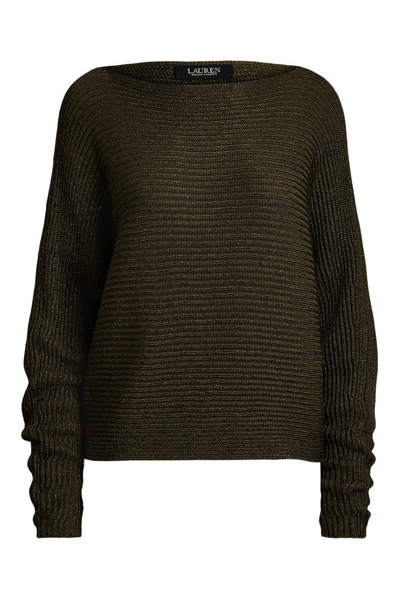 Metallic Boatneck Sweater, Alternate, color, BOTANIC GREEN