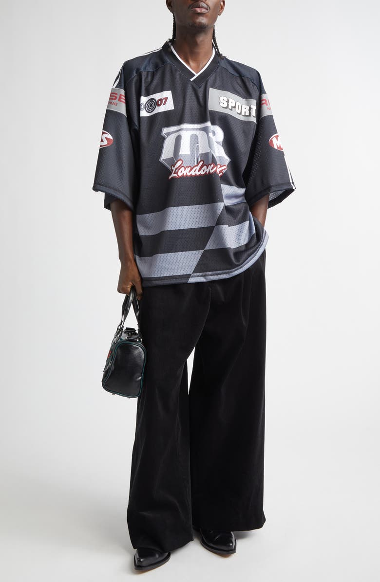 Martine Rose Oversize Hockey Jersey, Alternate, color, Black Grey