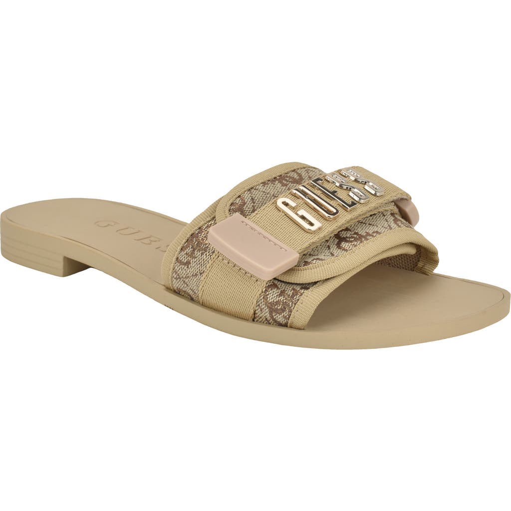 Guess Elyze Slide Sandal In Brown