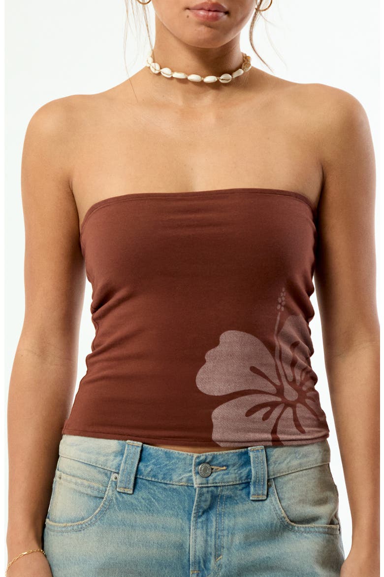 Hibiscus Tube Top, Alternate, color, BROWN