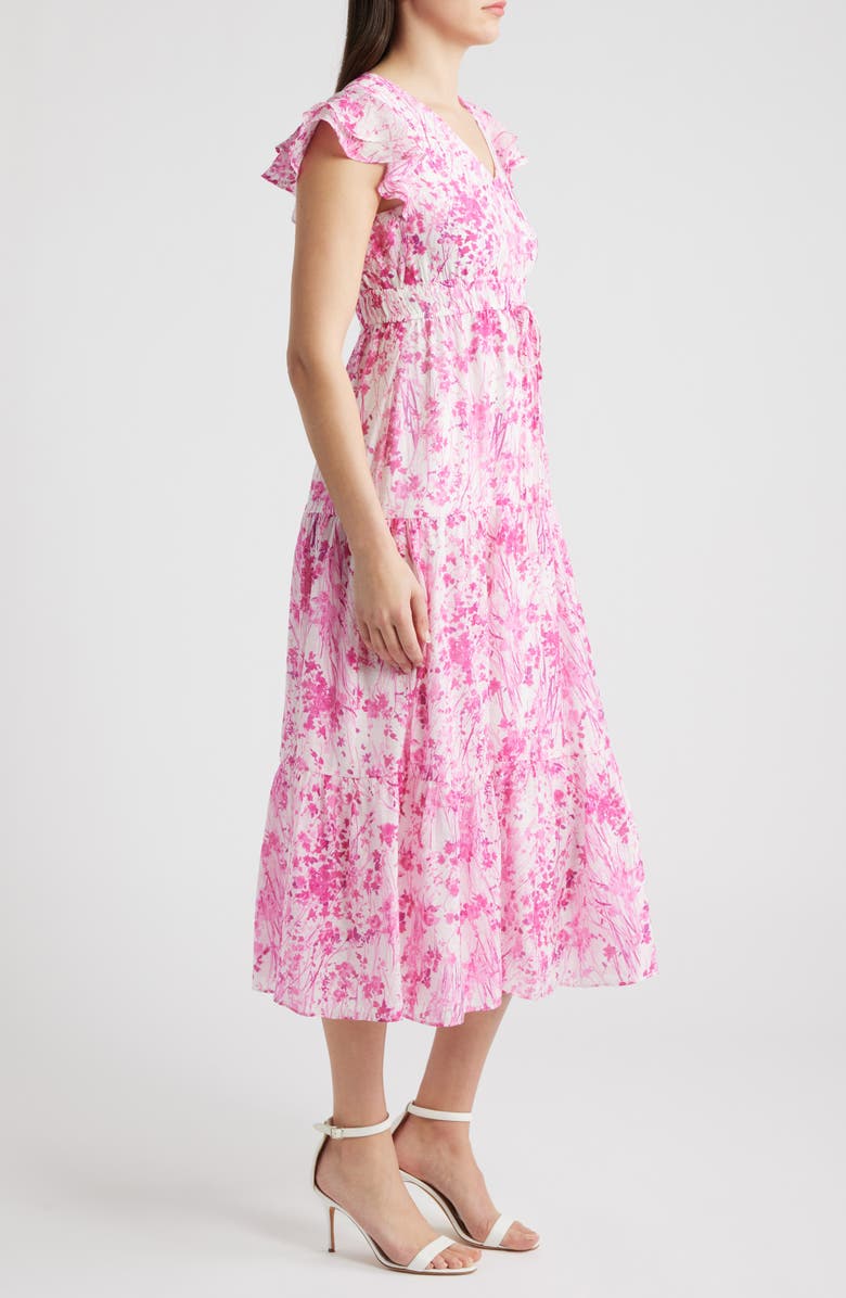 Halogen<sup>®</sup> Print Ruffle Sleeve Maxi Dress, Alternate, color, New Ivory