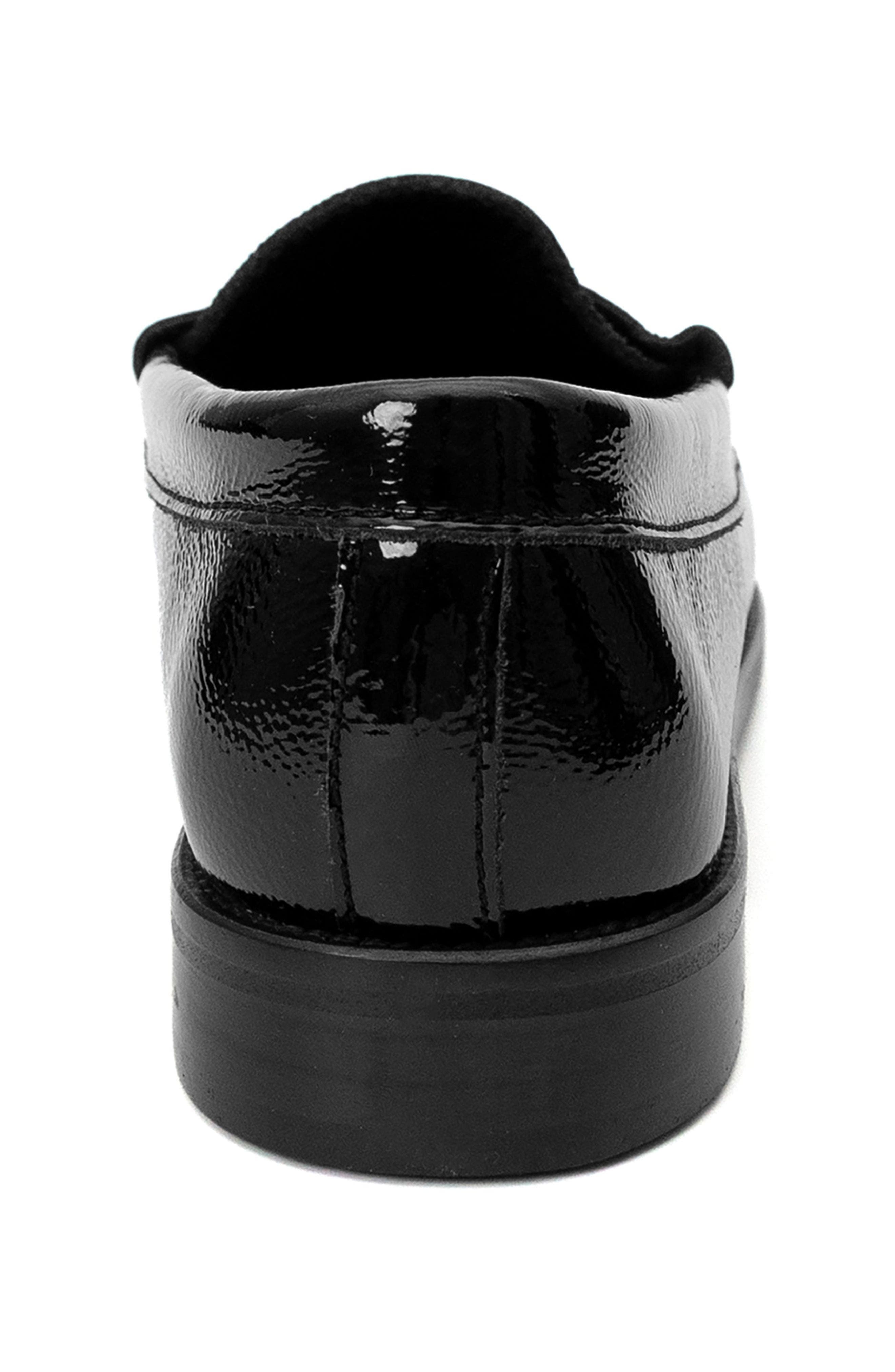 Menina Step Mila Leather Penny Loafer, Alternate, color, Black Crinkled