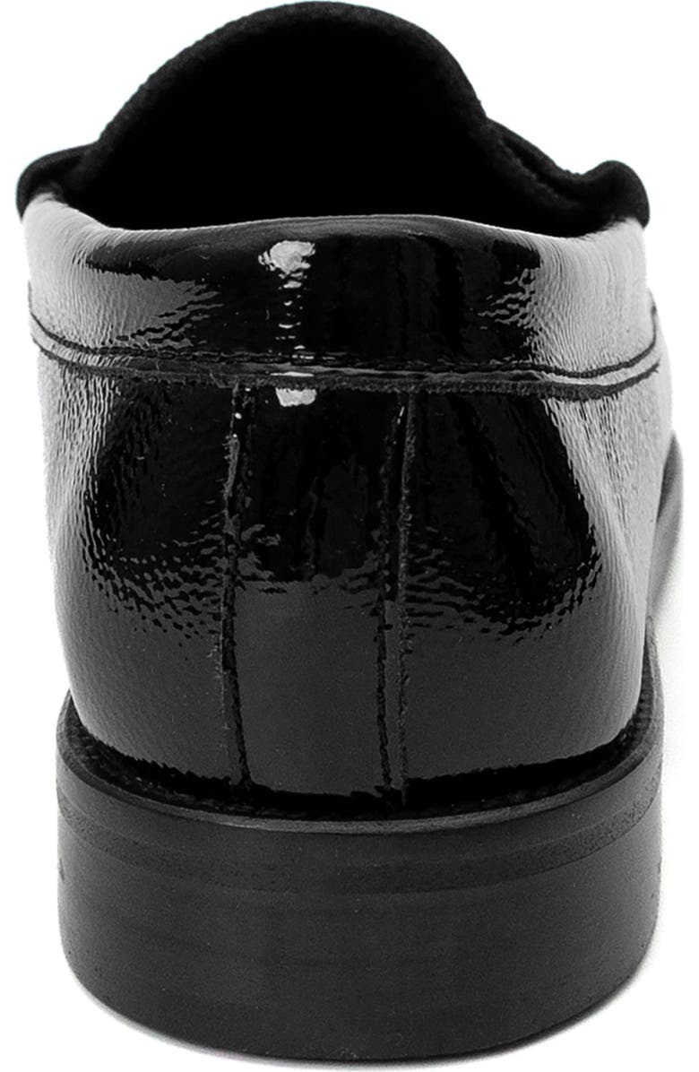 Menina Step Mila Leather Penny Loafer, Alternate, color, Black Crinkled