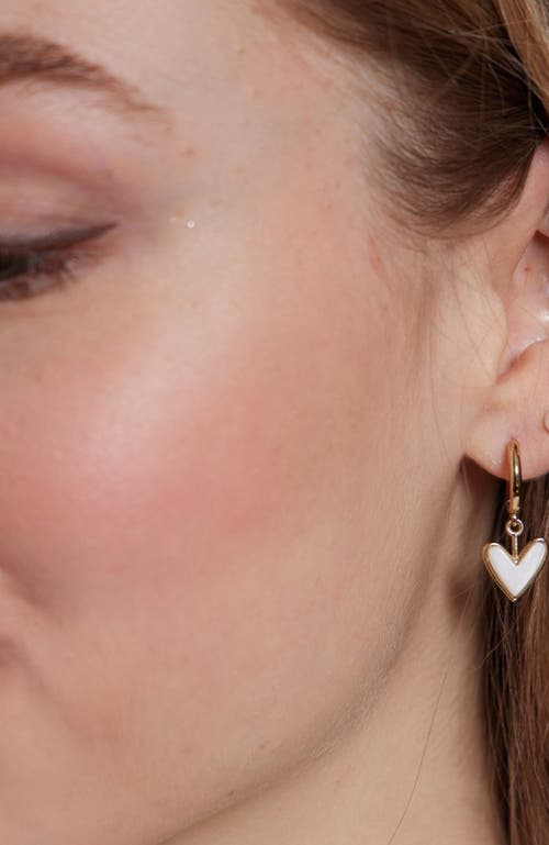 Nickel & Suede Sweetheart Huggie Earrings In Gold