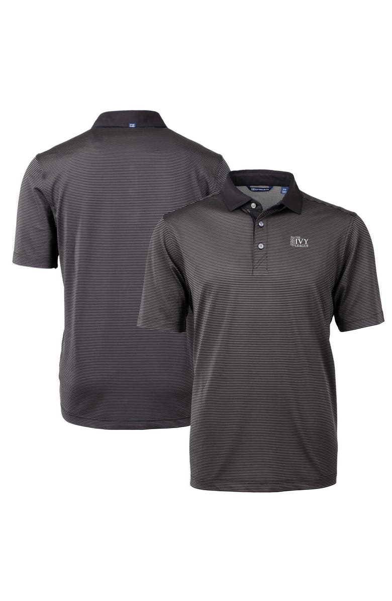 Cutter & Buck Men's Cutter & Buck  Black/Gray Ivy League DryTec Tri-Blend Virtue Eco Pique Micro Stripe Recycled Polo, Alternate, color, 