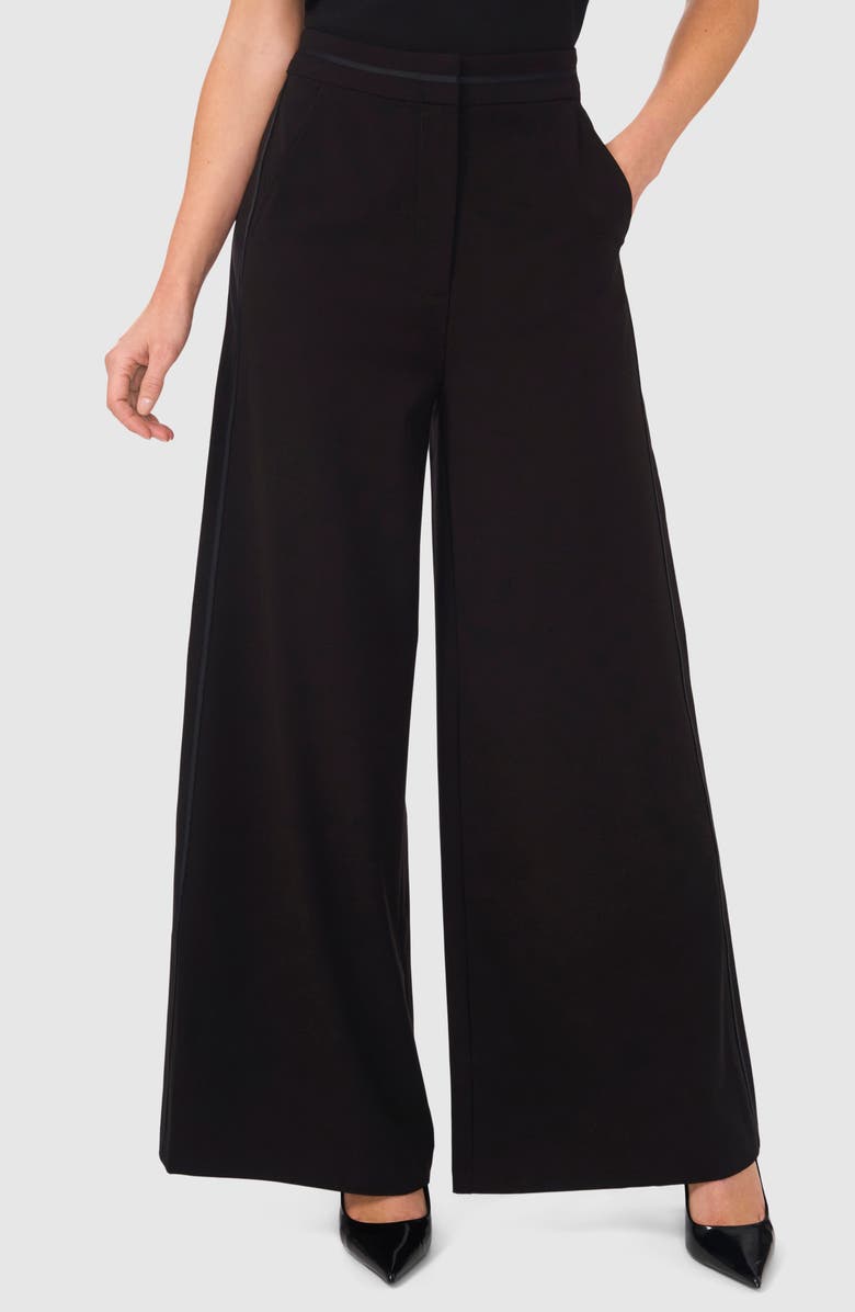 Halogen<sup>®</sup> Grosgrain Ribbon Trim Wide Leg Pants, Main, color, 