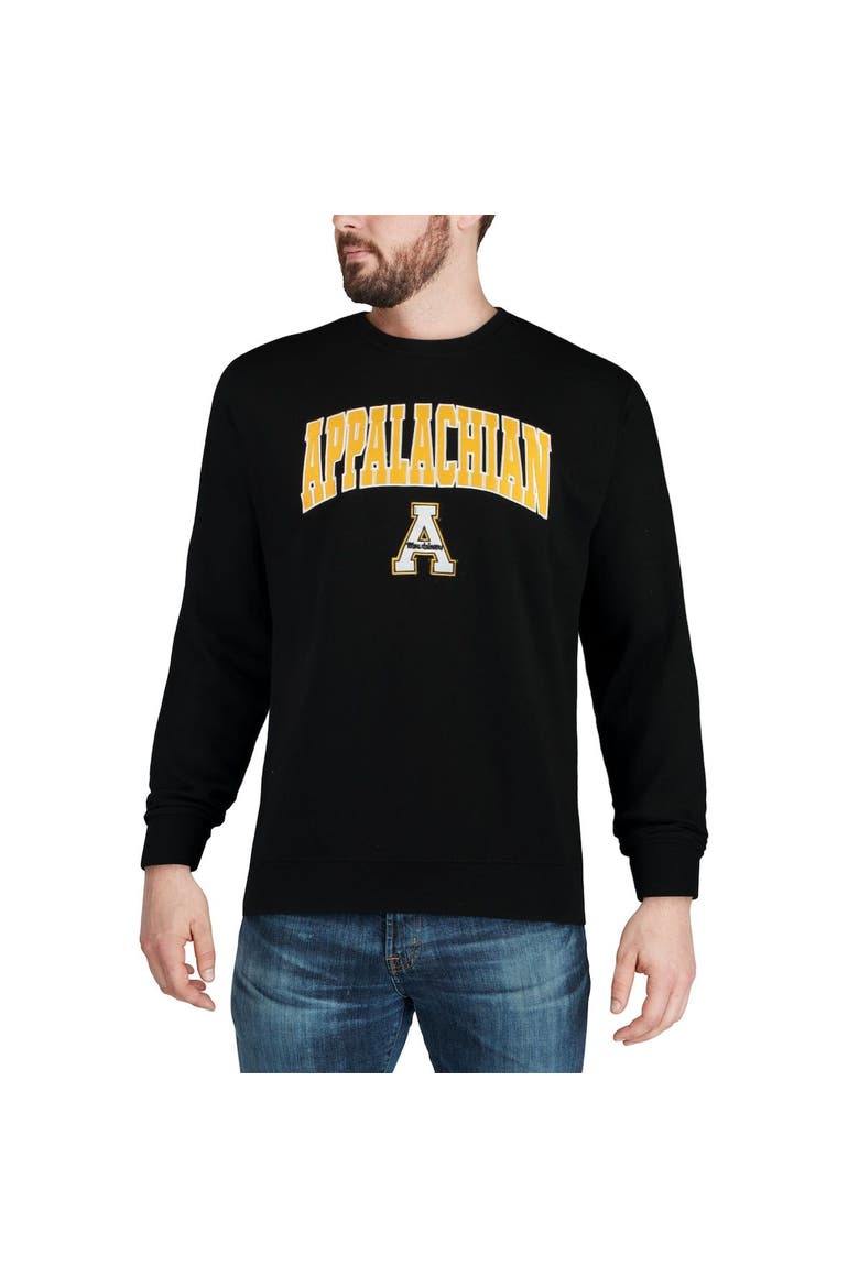 Men's Colosseum Black Appalachian State Mountaineers Arch & Logo Crew Neck Sweatshirt, Alternate, color, Black