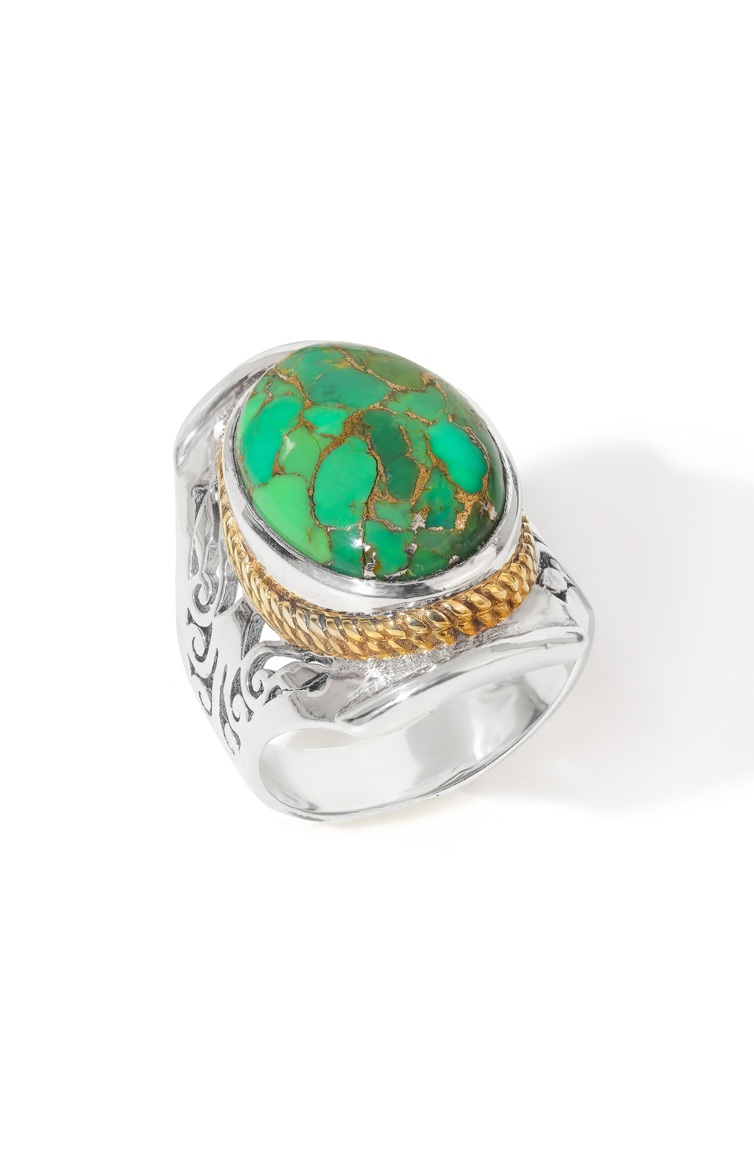 YS GEMS Stabilized Turquoise & Copper Cabochon Ring