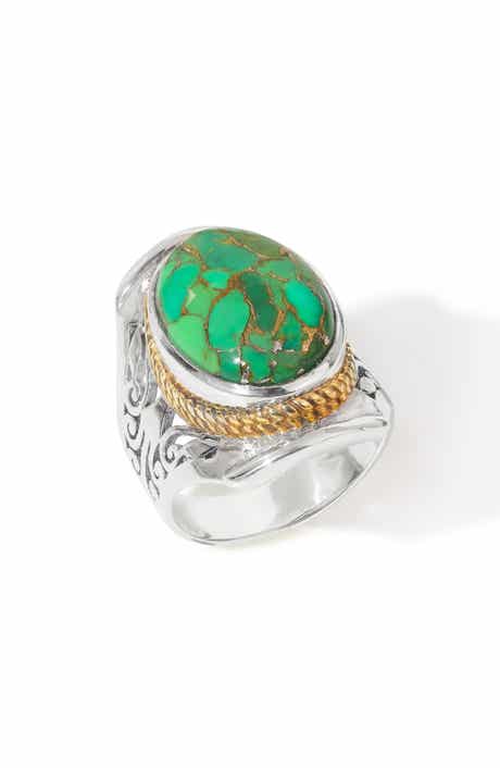 YS GEMS Stabilized Turquoise & Copper Cabochon Ring