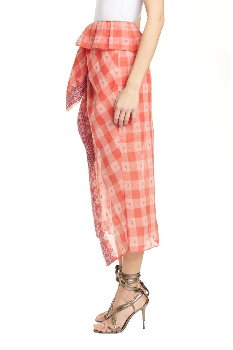 Merida Check Cotton Skirt, Alternate, color, HIBISCUS